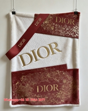 Dior Red Gold Floral Print Flannel Sofa Throw Blanket D220